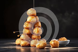 A mouth-watering tower of delicate croquembouches, filled with caramel. 